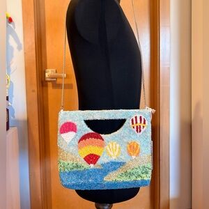 Beaded Hot Air Balloon Crossbody Bag - Sky Blue